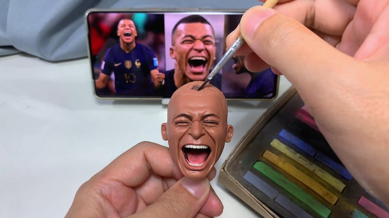 Handcrafting a Kylian Mbappé Bobblehead from Scratch | Clay Art