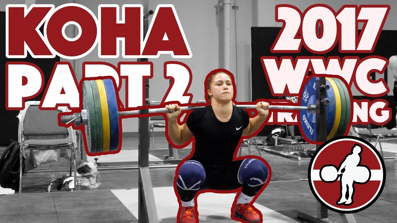 Rebeka Koha Heavy Training Part 2/2 (90 Snatch, 105 C&J, 130x2 Back Squat) - 2017 WWC [4k 60]
