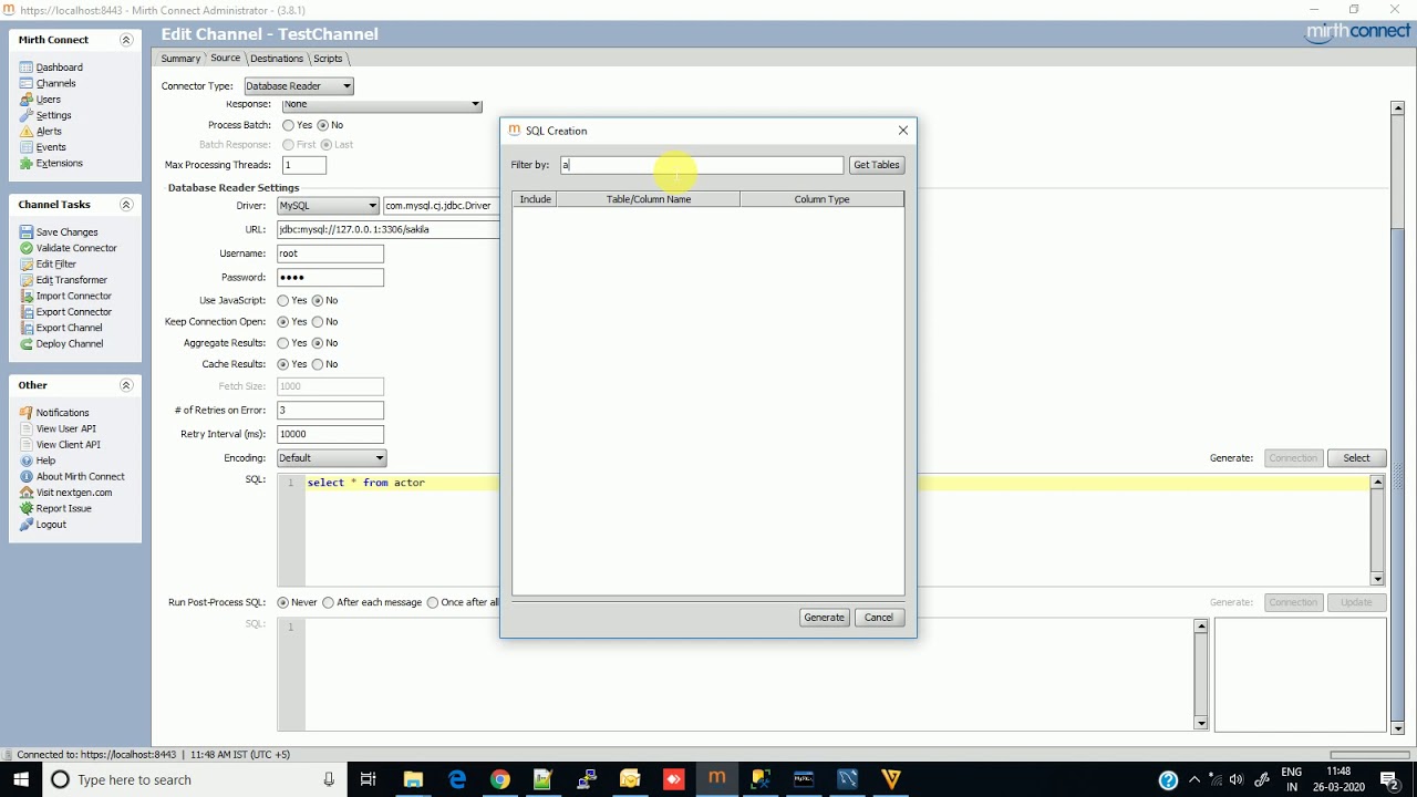 DB connection in Mirth # source connection in mirth # Database connection in mirth # Source config