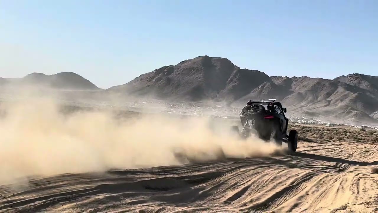 Drone footage of the 4900 class- race car #491 at Johnson Valley, California.  King of the Hammers