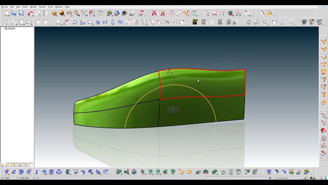 ThinkDesign 2014. Advanced curve projection, (COS)