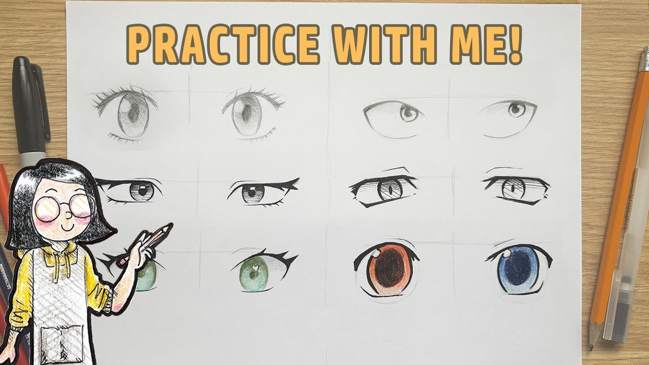 Anime Eye Front View Symmetrical Drawing Practices