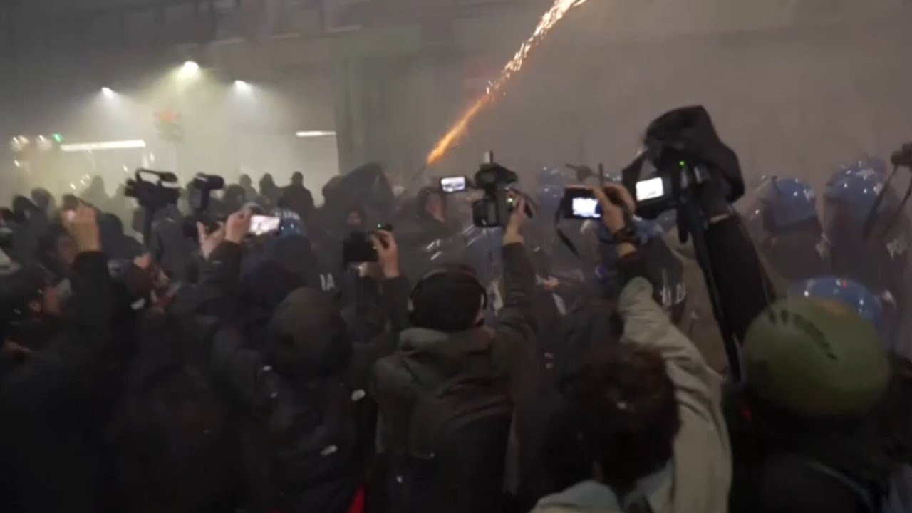 Protests in Milan turn violent amid clashes with police during Winter Olympics