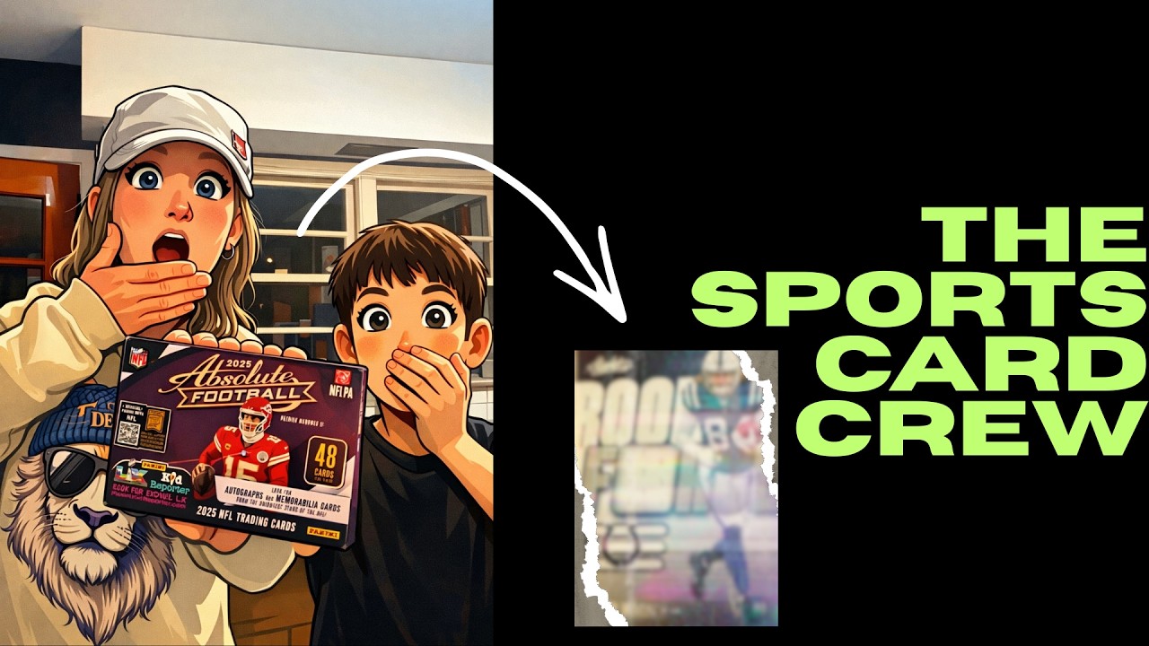 Mother and Son unwrapping 2025 Absolute Football and Topps Baseball Cards