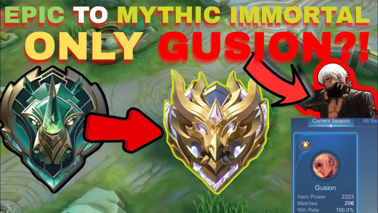 EPIC RANK TO MYTHIC IMMORTAL USING GUSION ONLY 