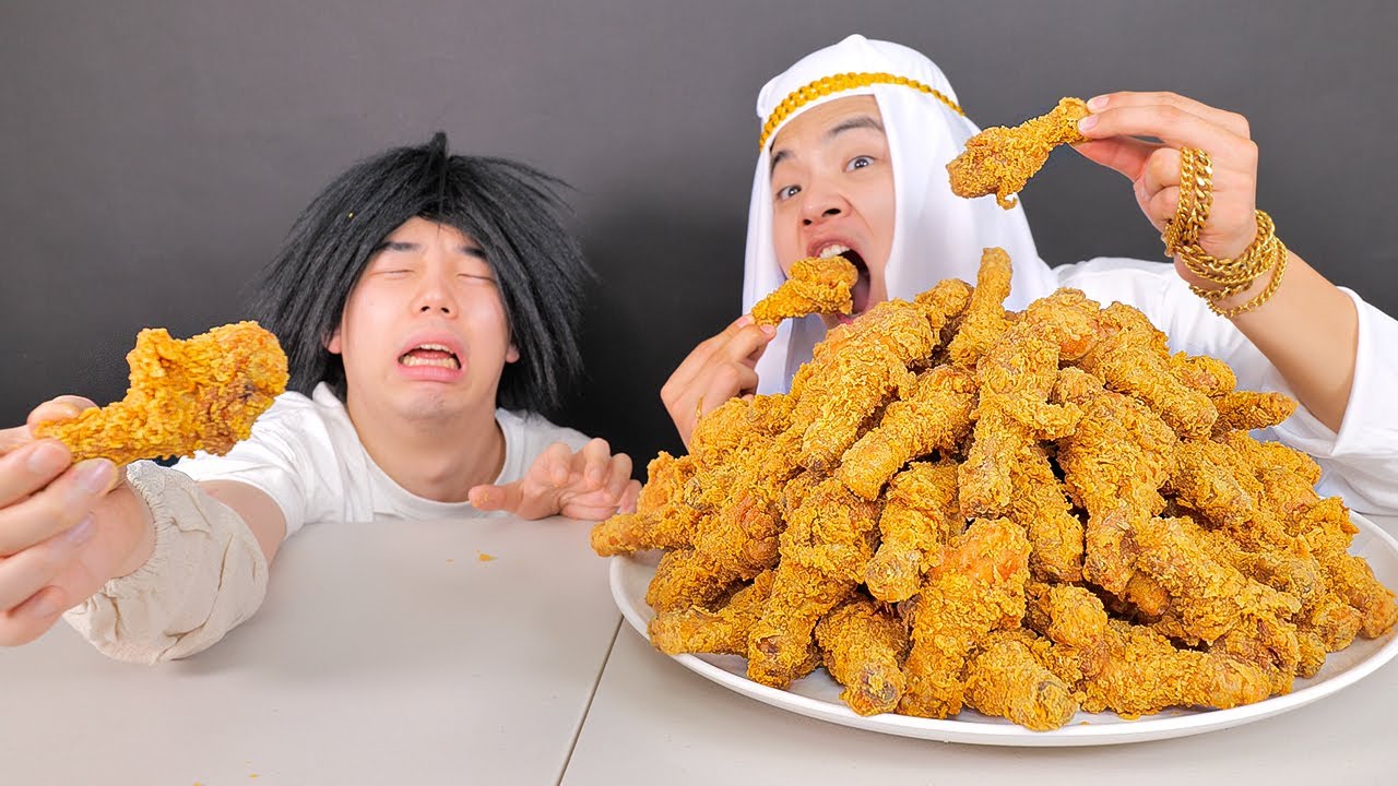 Mukbang 1 Chicken vs 100 Chicken 치킨 100마리 먹방!