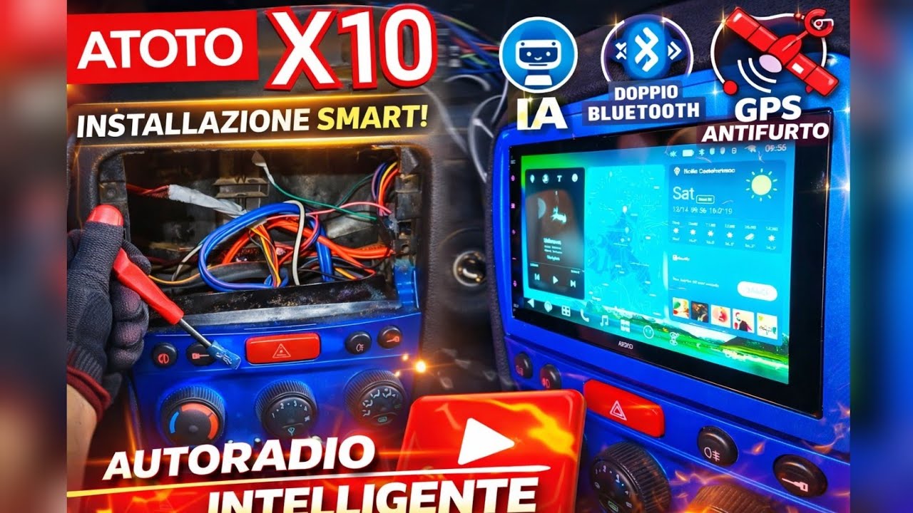 ATOTO X10 MONTAGGIO COMPLETO AUTORADIO 2 DIN ANDROID 13, CON ASSISTENTE VOCALE montaggio su Alfa 147
