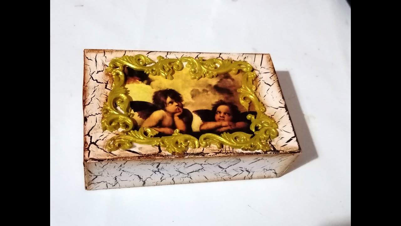 Caja craquelada /cola sintetica ,plasticola, resistol / ceramica en frio
