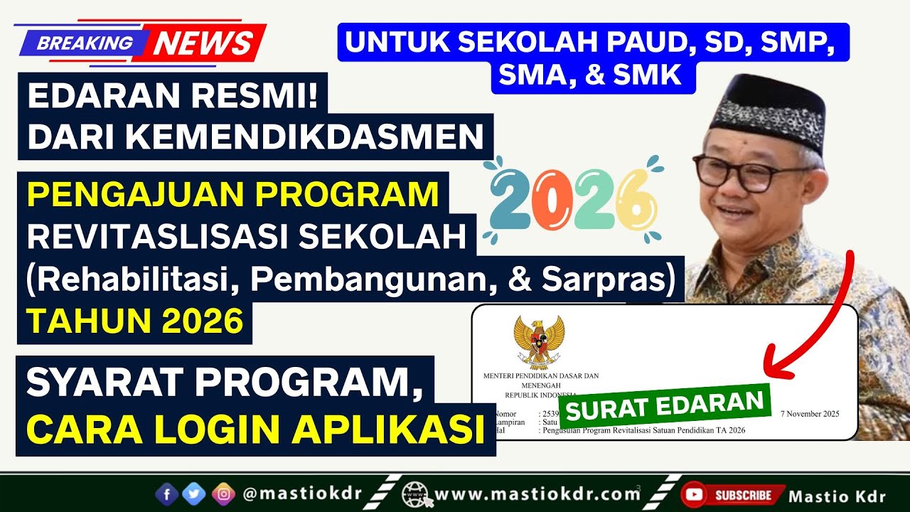 RESMI! Pengajuan Bantuan Revitalisasi Sekolah 2026 Dibuka! Cek Sasaran, Syarat & Cara Login APP Nya!