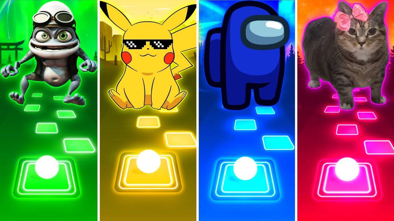 Crazy Frog Coffin Dance vs Pikachu Pika Pi vs Among Us EDM vs Oiiaoiia Cat After Dark - Tiles Hop