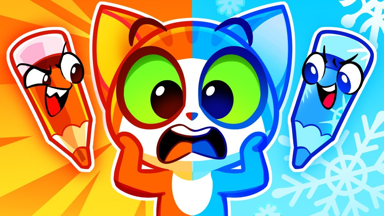 Funny Drawing Pencils | Hot VS Cold | Opposites Day | Safety Tips | Animated Stories | Purr-Purr