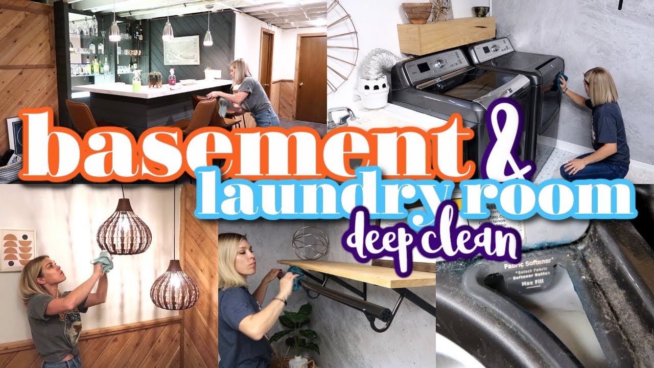 FULL BASEMENT AND LAUNDRY ROOM DEEP CLEAN | NEGLECTED SPACES | SO MUCH DUST | CLEAN WITH ME!