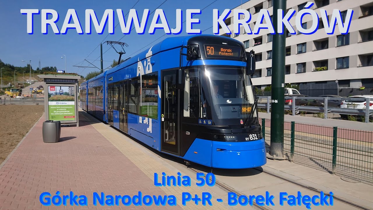 Tramwaje Kraków. Linia 50 Górka Narodowa P+R - Borek Fałęcki/The entire route of tram line 50 Krakow