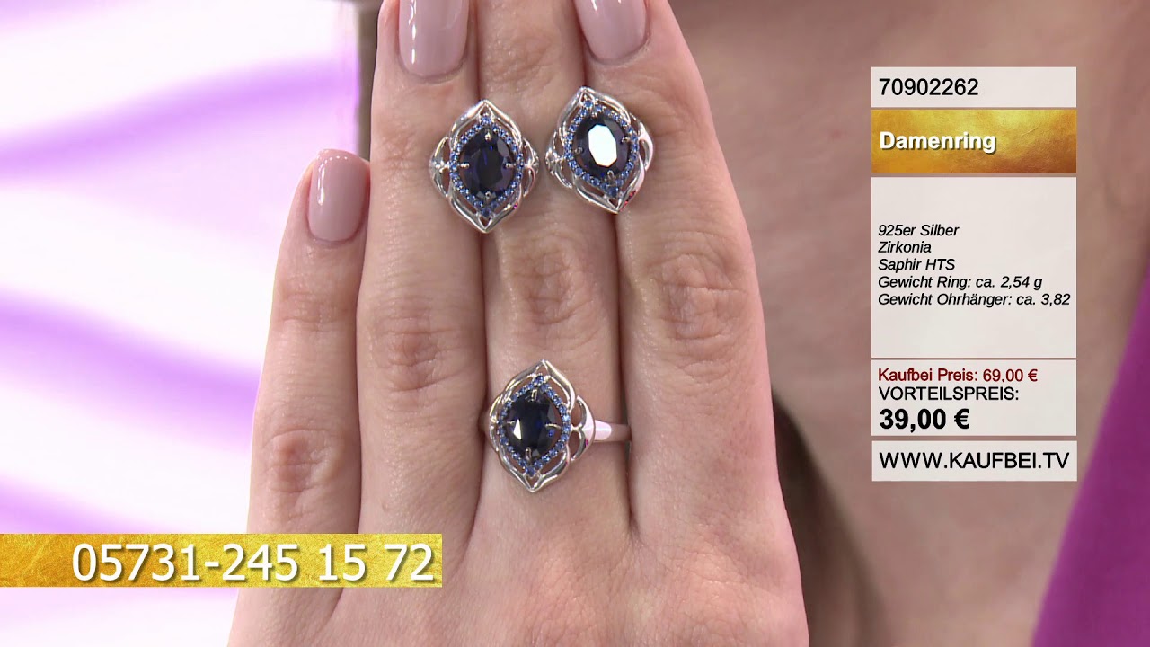 Damenring aus 925 Silber mit Zirkonia und Saphir HTS | Kaufbei Schmuck 70902262