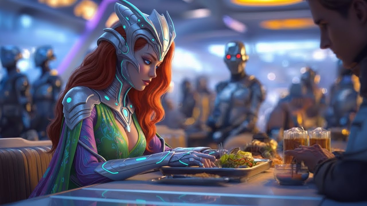 The Alien Girl Was Hungry, and Those Around Her Were Laughing  but One Human Said, "Come Eat with Me
