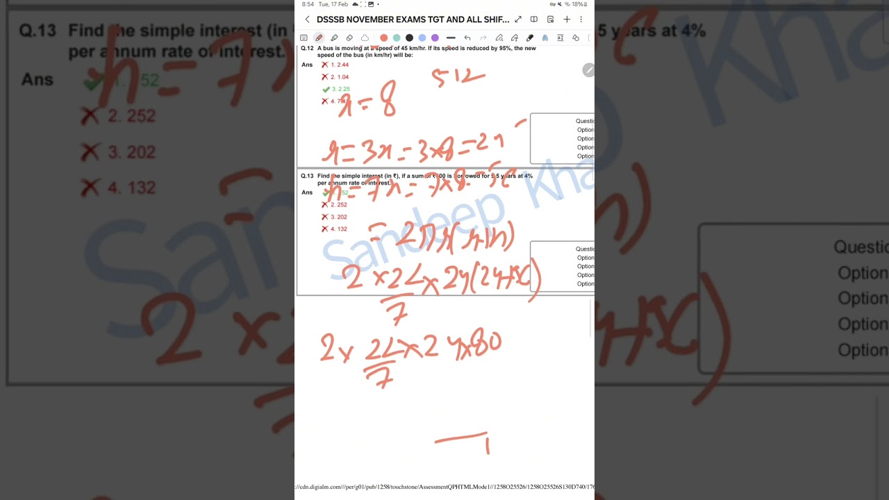 DSSSB tgt math 13 nov shift 1 