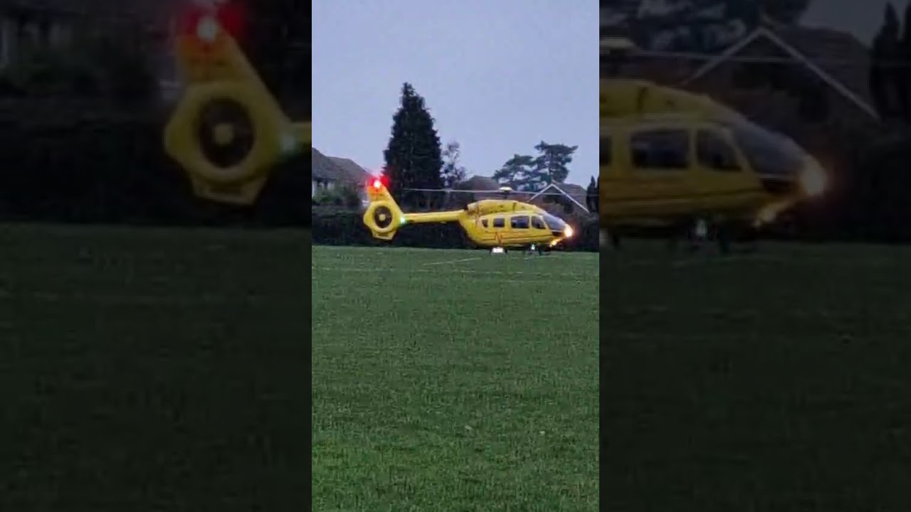 Air ambulance taking off in Attleborough Norfolk.
