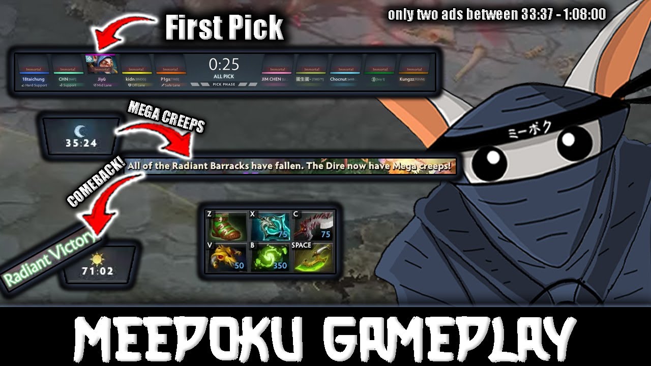 35 Minutes MegaCreeps Comeback! Meepoku longest game as first pick Meepo 🤡 - Meepoku Journey#14