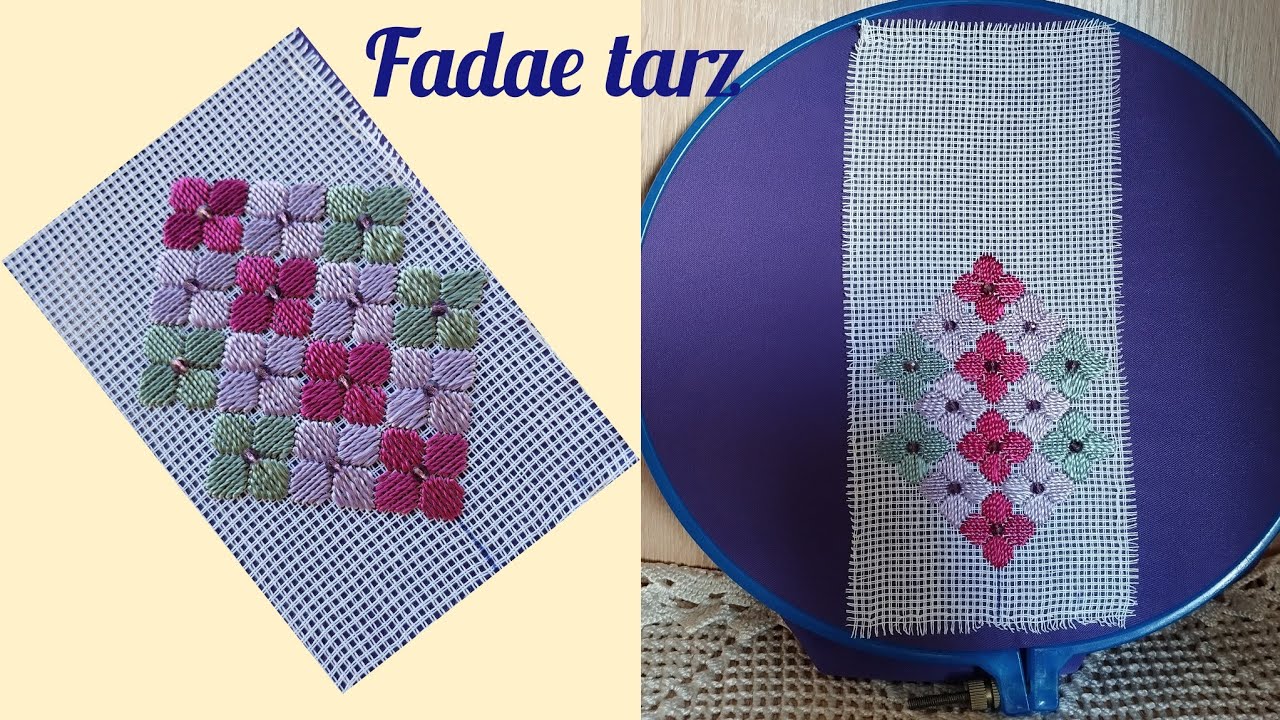 #handembroidery#embroidery#canevas_broderie💞 رشمة نصف طوق أو جناب الجلابة روعة 😍