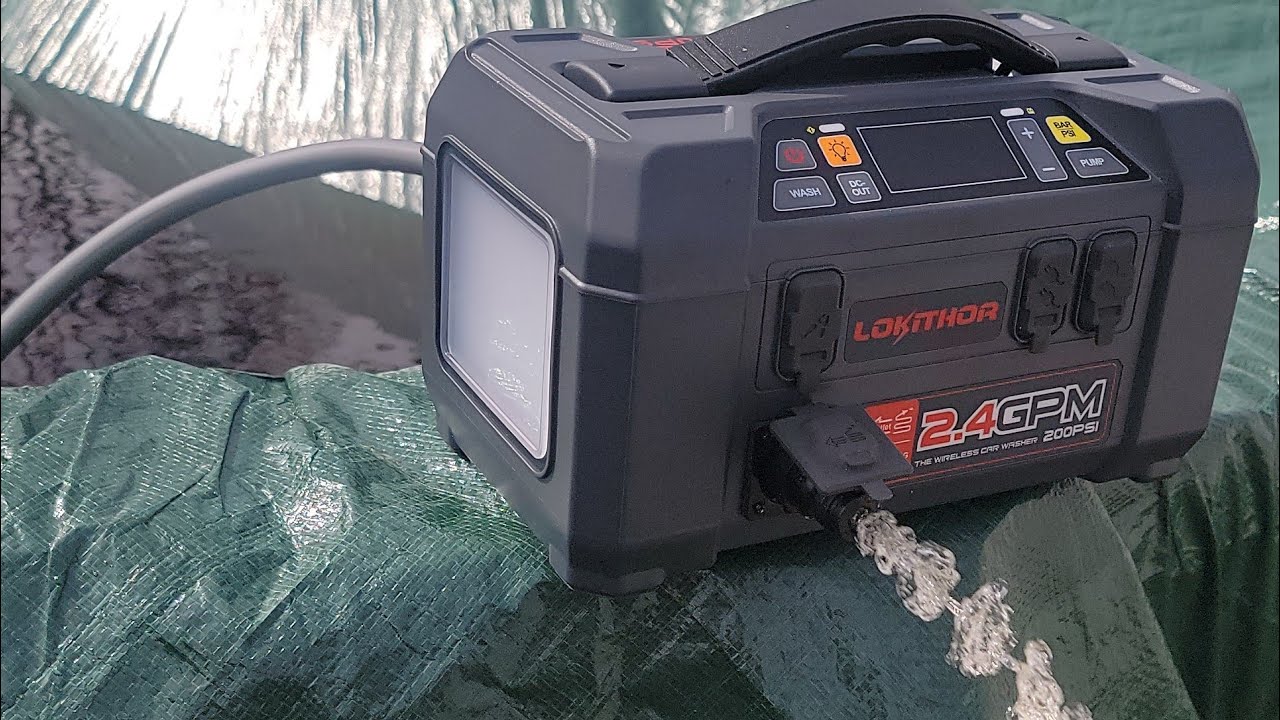 Lokithor AW401 Jump Pack / Power Washer / Tire Inflator - Torture Test (ish) Pool Cover Drained