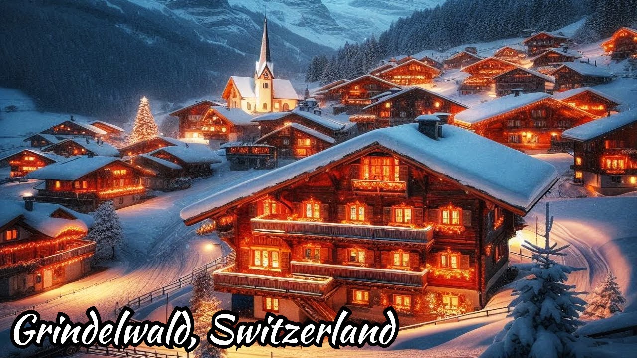 Grindelwald Switzerland - Snowy walk in the most beautiful Christmas village  - fairytale village