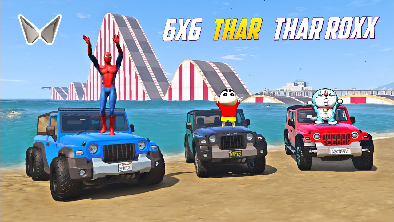 gta 5 mahindra thar vs thar roxx and thar 6x6 telugu | off roading | gta 5 in telugu