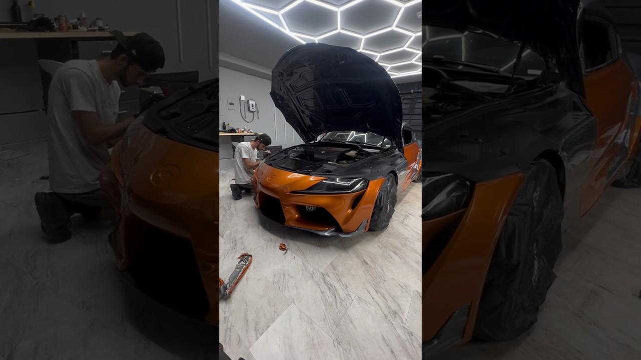 Wrapping a Supra Bumper in 3M Gloss Liquid Copper 🧡 #carwrap #carwrapping #carwraps