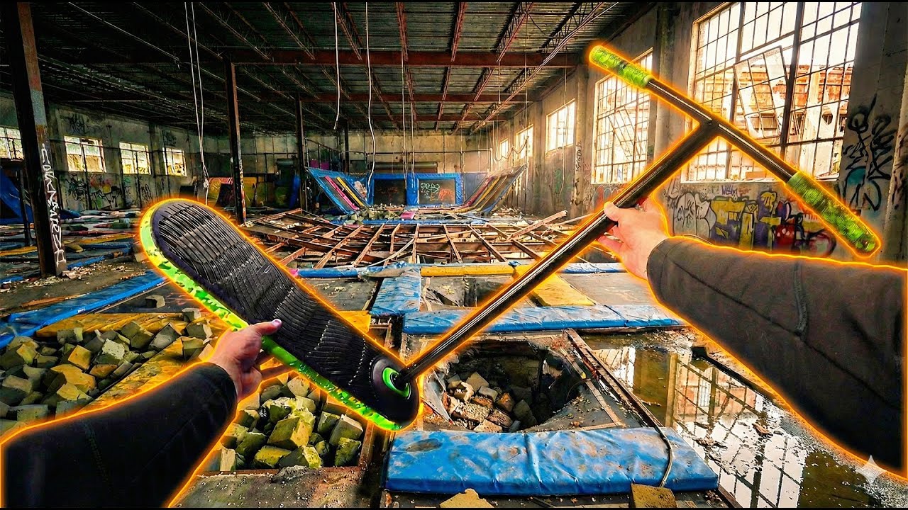 SCOOTER VS TRAMPOLIN ABANDONADO!!