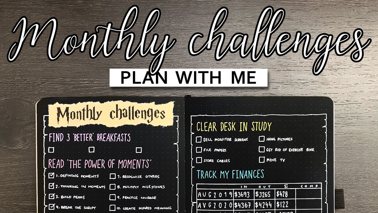 Plan With Me | Monthly Challenges Spread | Bullet Journal Setup