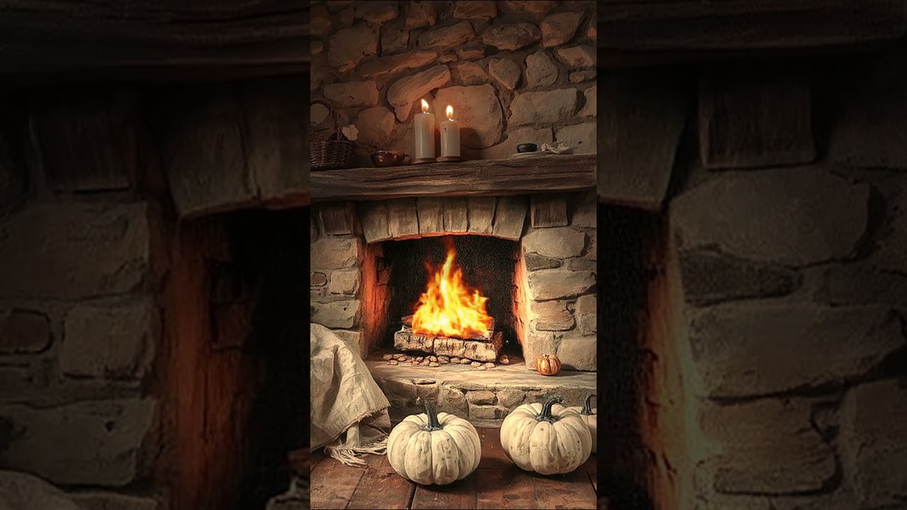 Cozy hut Bedroom with Crackling Fire ambiance. 4k TV screensaver for Relaxing, Sleep, Study, Enjoy