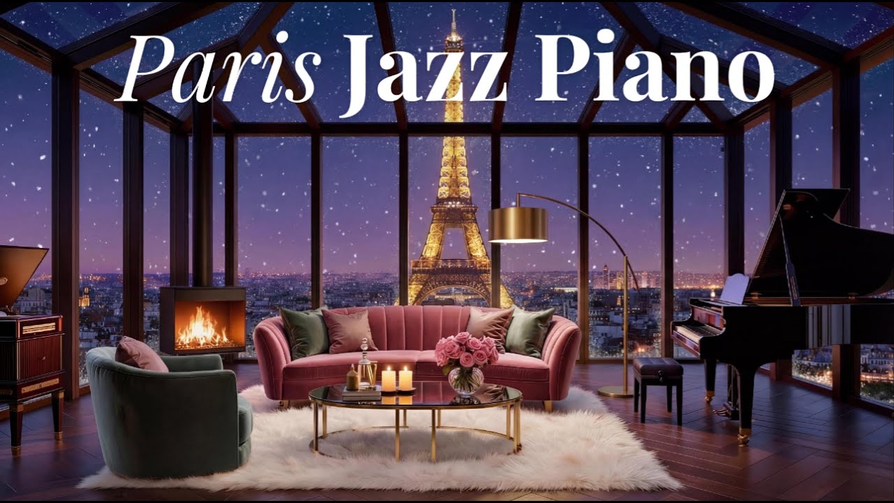 Smooth Jazz Piano in Paris 🍷 | Romantic Winter Sunset Ambience for Focus & Work (4K)