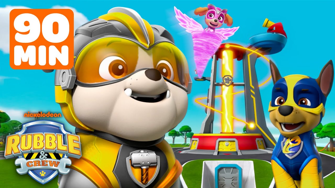 Mighty Rubble's Best Lookout Tower Rescues! w/ Chase & Skye | 90 Minutes | Rubble & Crew