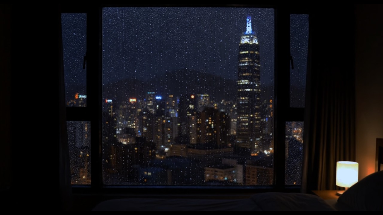 Best Heavy Rain Sounds in a Cozy City Hotel 🌧️ Rain on Glass Window for Sleeping, Focus, Study