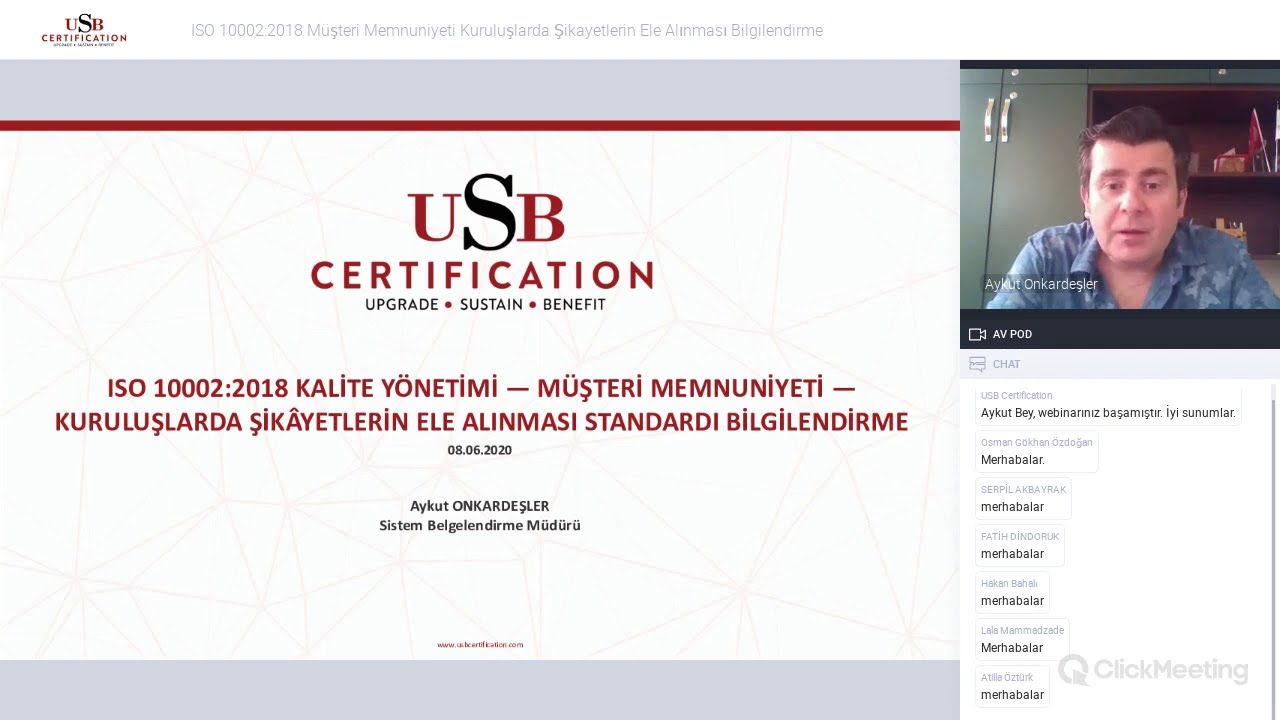 Webinar : ISO 10002:2018 M&uuml;şteri Memnuniyeti Y&ouml;netim Sistemi