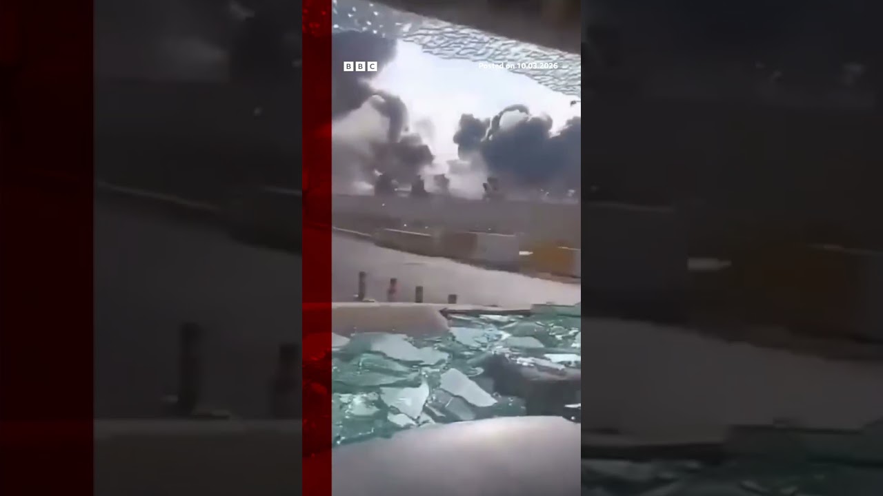 Window of a car shattered by shockwave from strikes in Karaj, Iran. #US #Iran #BBCNews