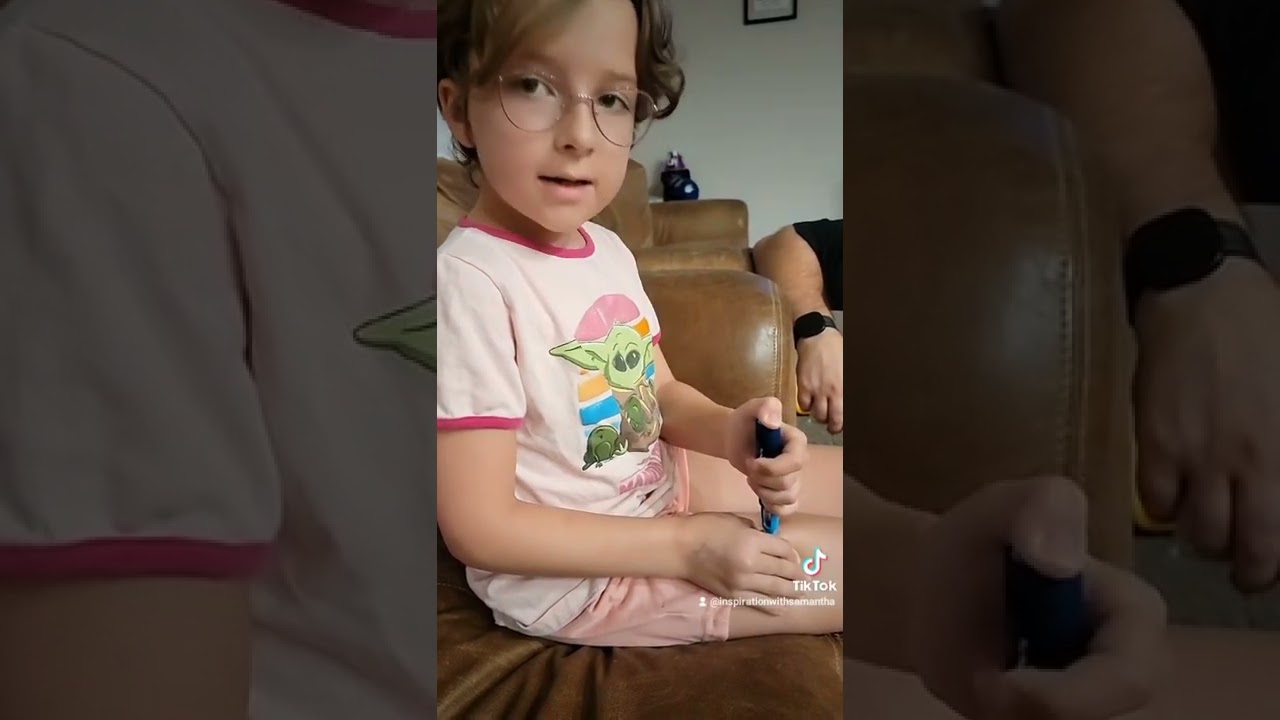 This is my daughter showing how she gives herself her growth hormone shot. Trying to help others.