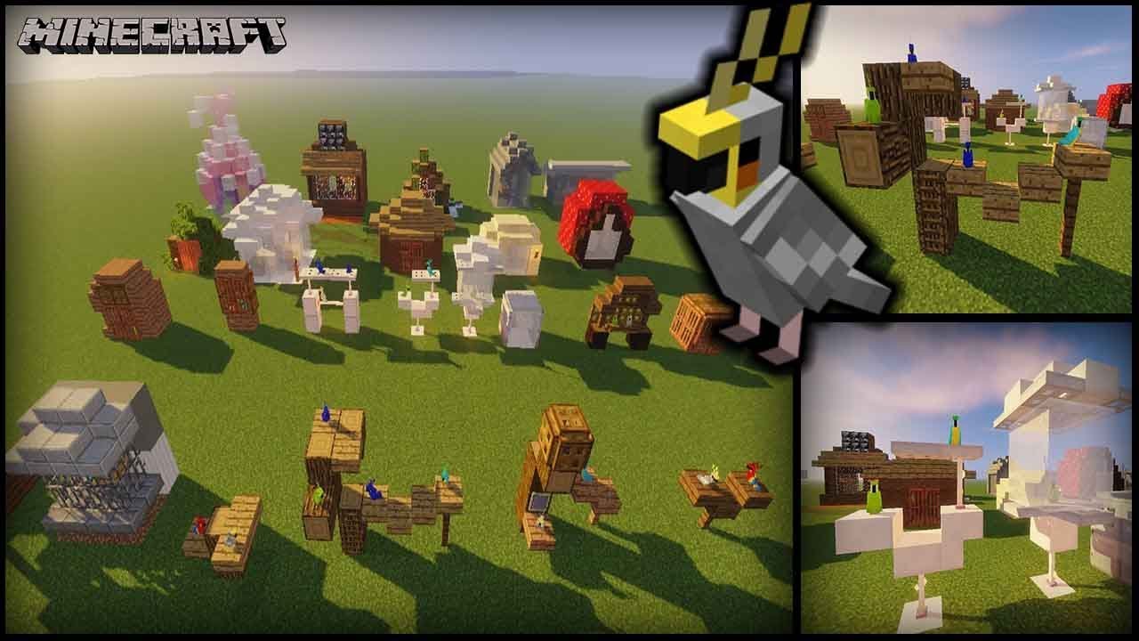 Minecraft - 25 Parrot House Designs! (Aviaries/Cages/Stands)