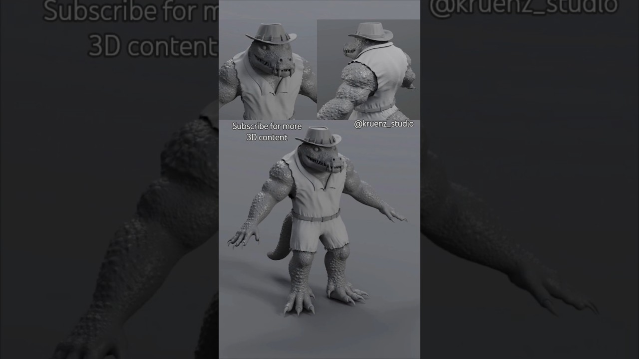 Crocodile creature 3D model #creature #conceptart #3ddesign #zbrush #3dassets #maya