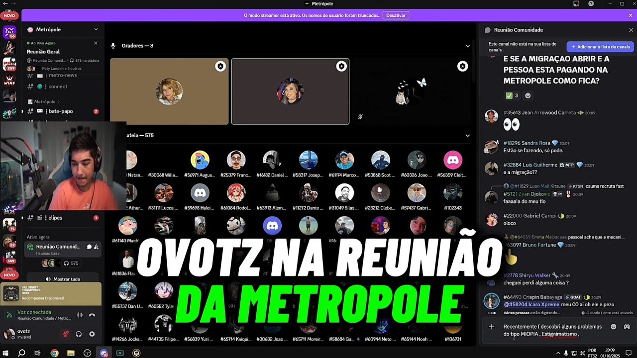 OVOTZ NA REUNIÃO DA METROPOLE E FALARAM SOBRE FALAR FORA DO RP