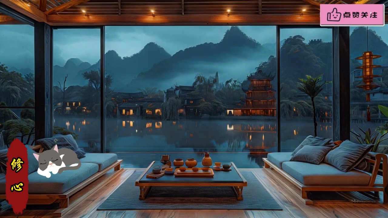 雨天的中式茶室，音乐相伴的治愈解压空间 #解压音乐 #治愈音乐 #音乐