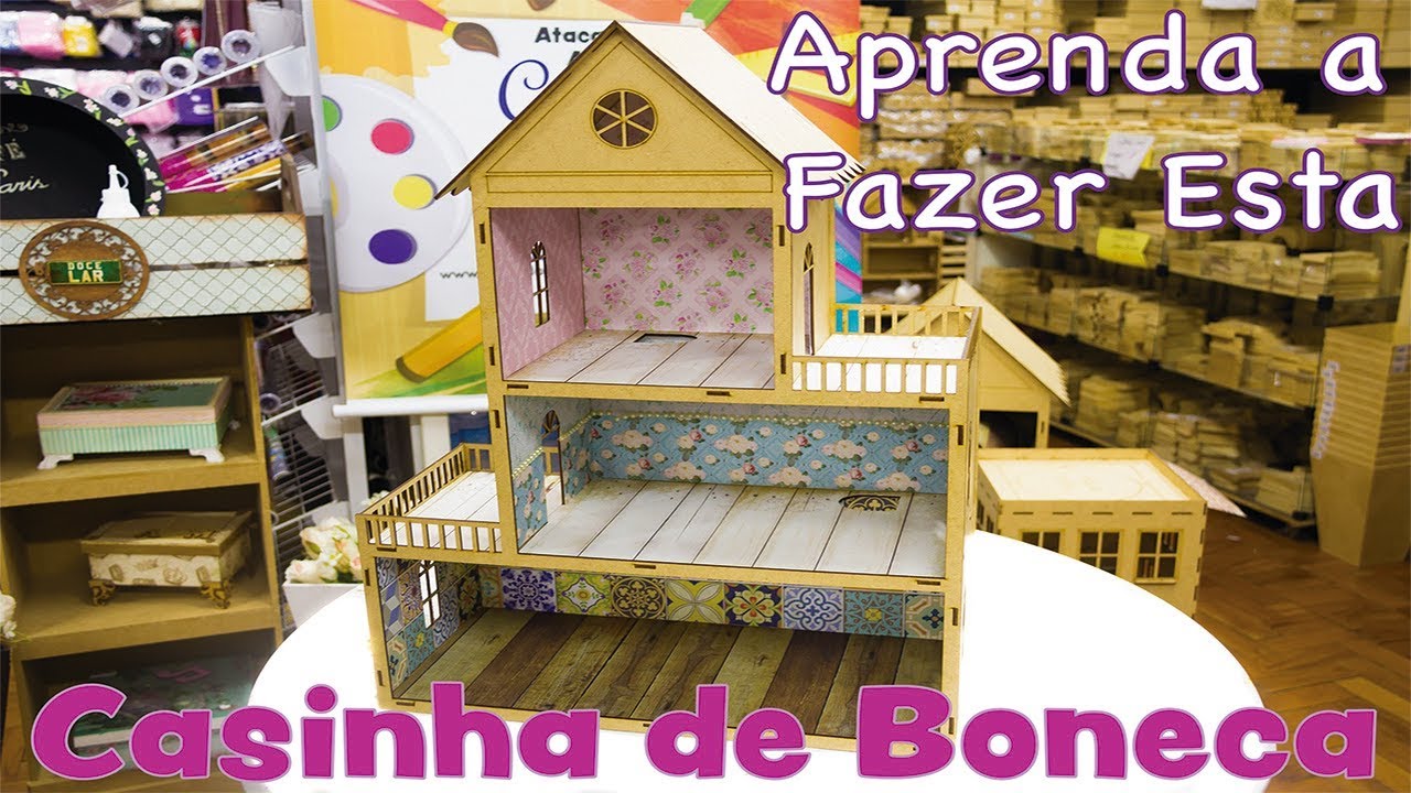 Aprenda a Decorar uma Casinha de Boneca em MDF com Papel de Scrapbook Profª Rosmari