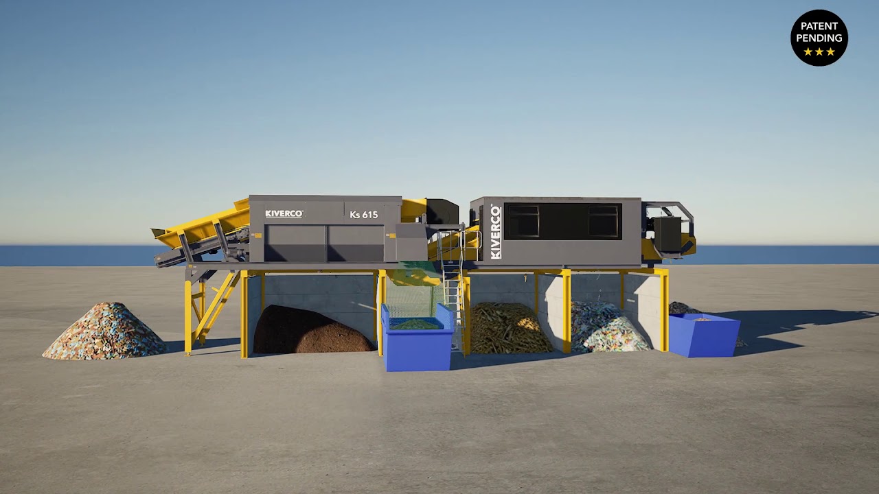 Kiverco Range. Ks 615 Picking Station, Feeder & Trommel Combination. Application: C&D, C&I, DMR, MSW
