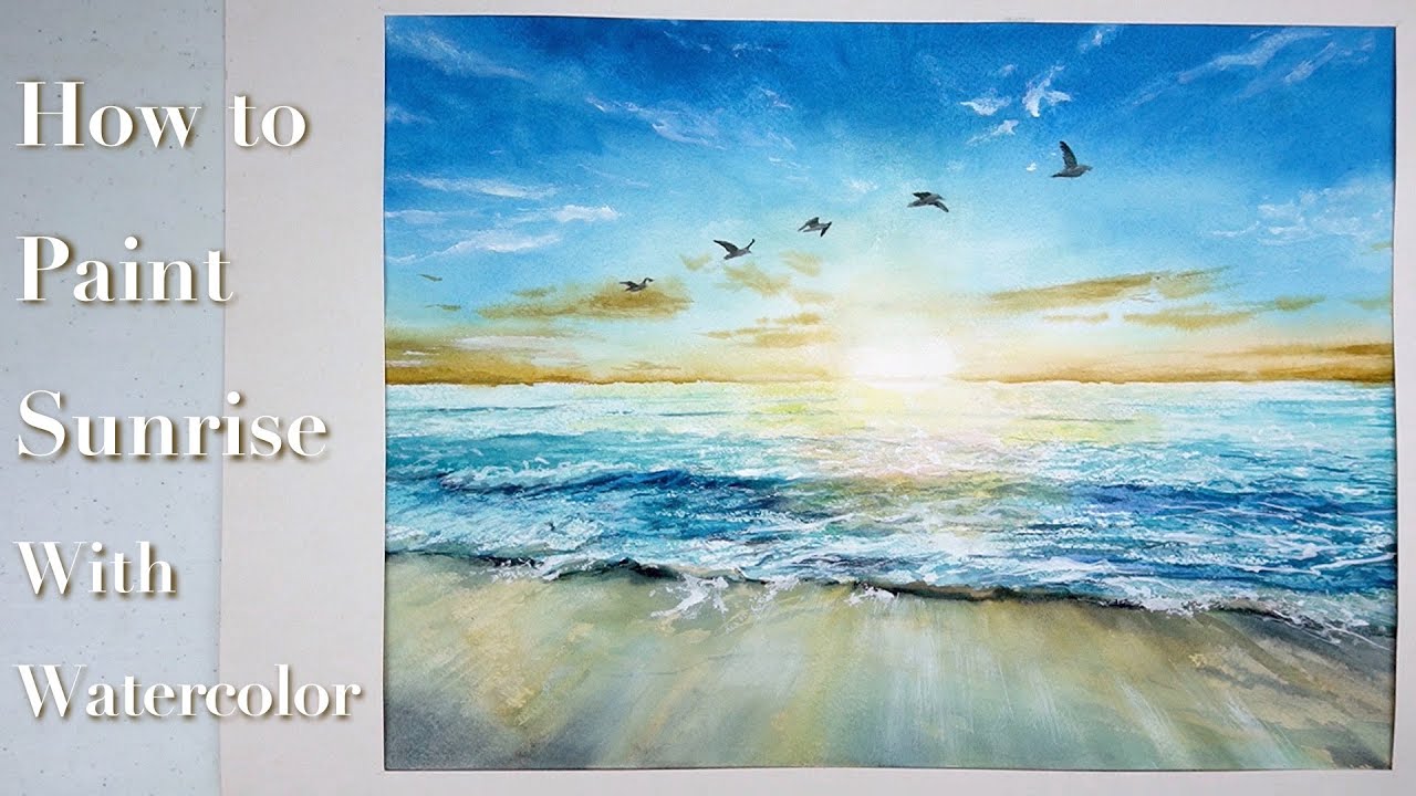 How to Paint Sunrise with Watercolor 🌄 - Vieu