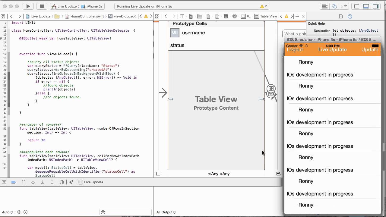 Populating table views iOS Swift video 12