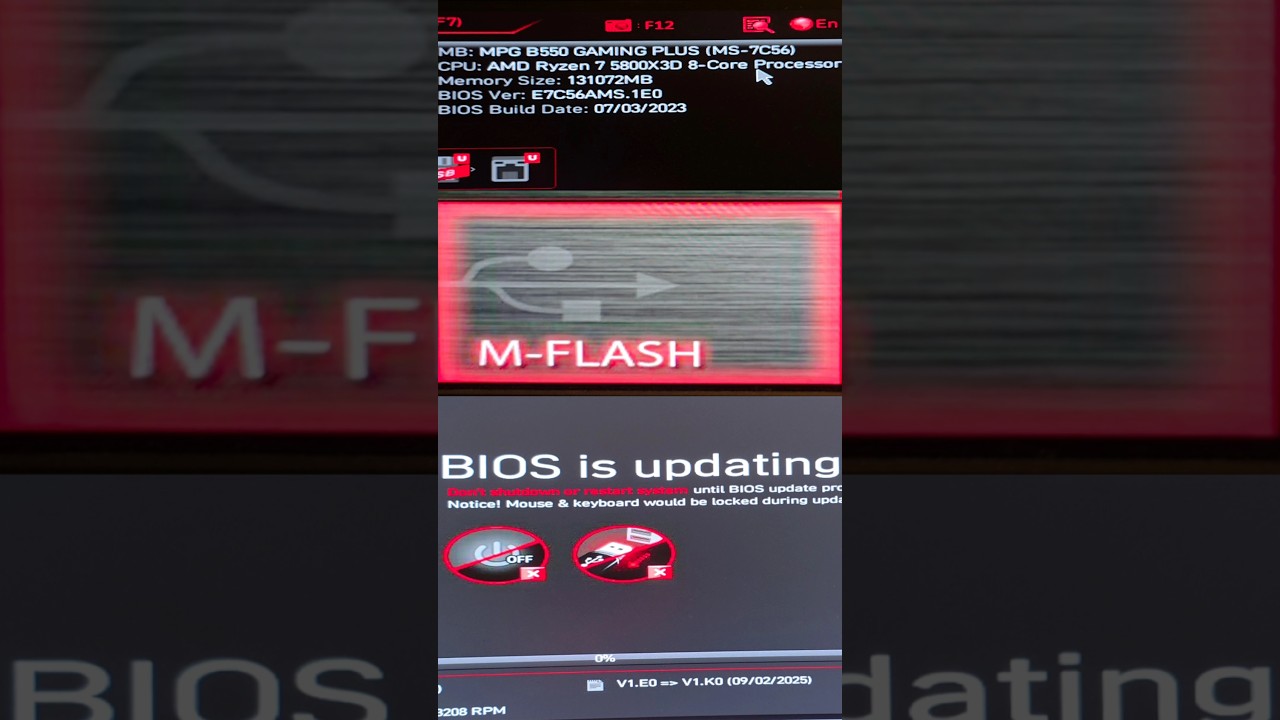 Как обновить прошивку BIOS материнской платы MSI MPG B550 Gaming Plus (MS-7C56) с помощью M-Flash.