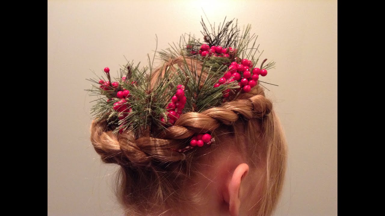 Christmas Holiday Wreath Braided Hairstyle