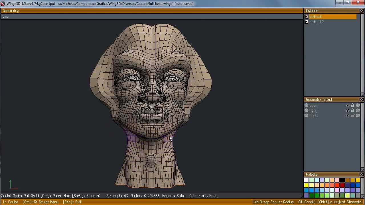 Wings3d: Testing Sculpt options