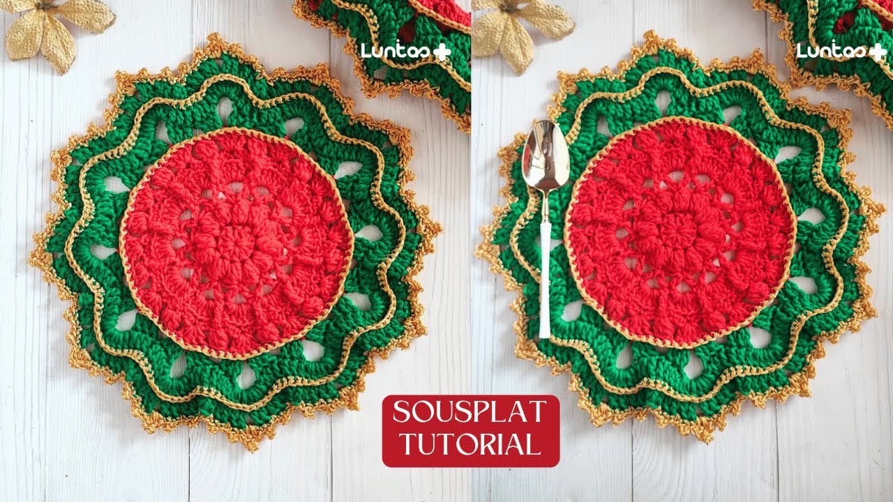 Sousplat navideño a crochet paso a paso 🎄 | Individual tejido fácil y rápido | Tutorial completo