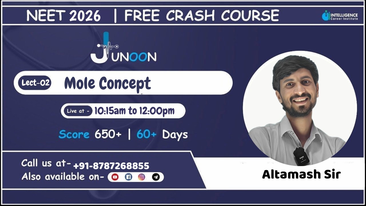 L-02 Mole concept By Altamash sir  ONE SHOT JUNOON CRASH COURSE #neetexam #neet2026  #neetexam