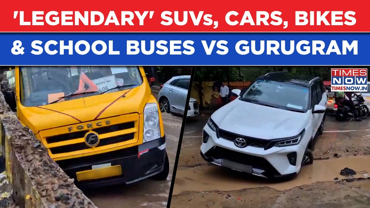 Gurugram Rains: SUVs, Cars, Bikes & Even School Buses Fail On Haryana City Roads| Videos Go Viral